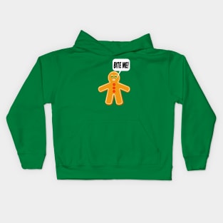 Bite Me Gingerbread Man Kids Hoodie